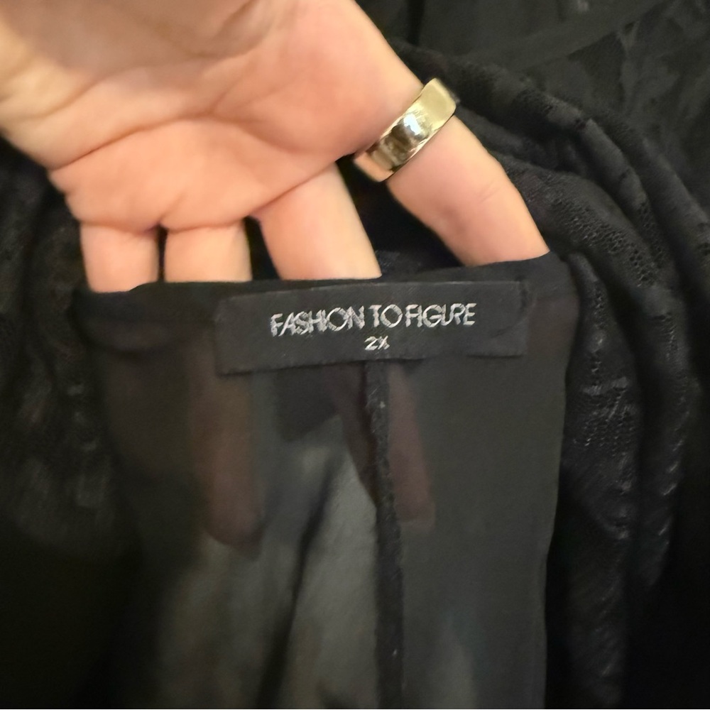 Fashion to Figure | Black Sheer Lace Blouse - Picture 4 of 5